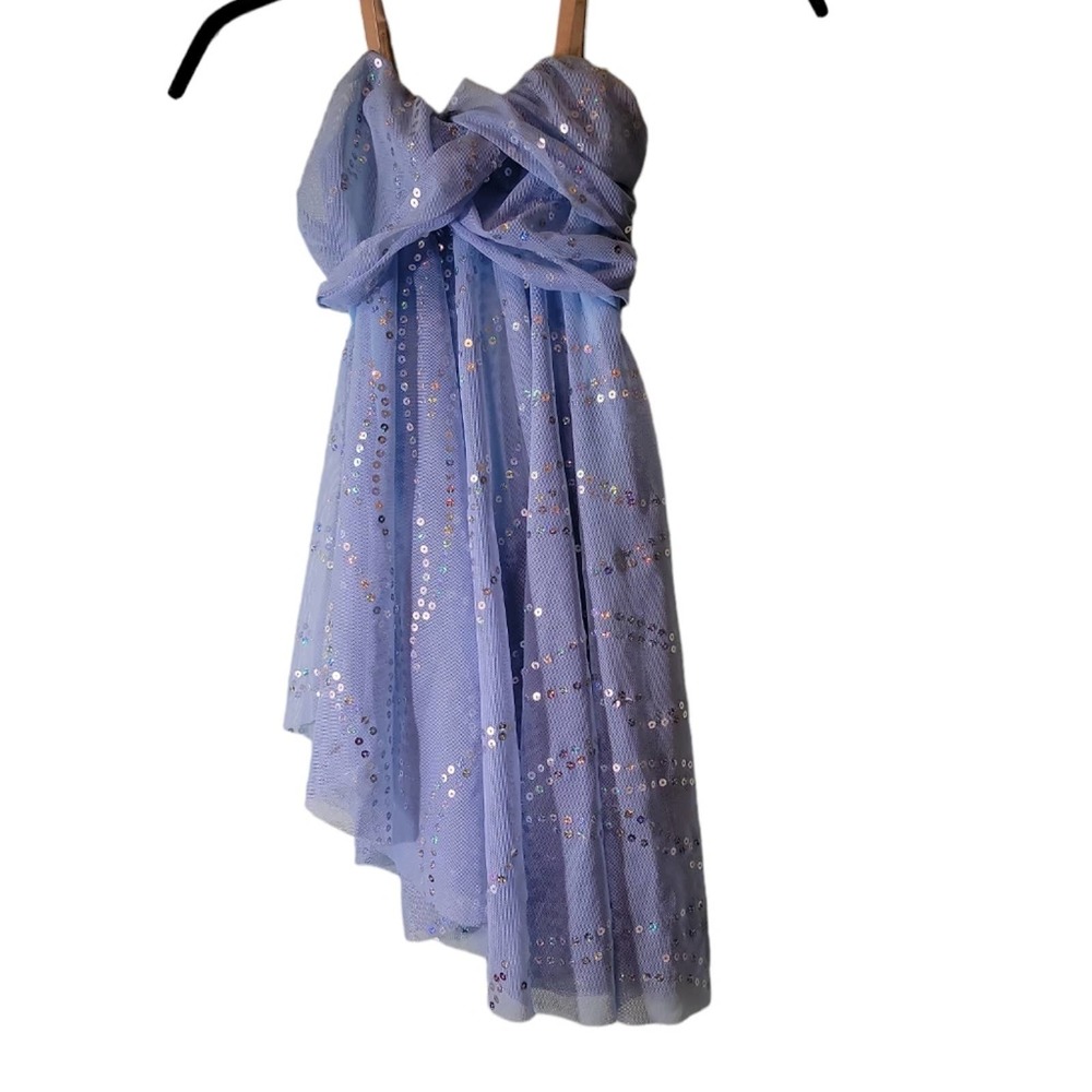 Girls Dressy Dress Light Blue Sleeveless Sequin Tulle Easter Weddings Specials